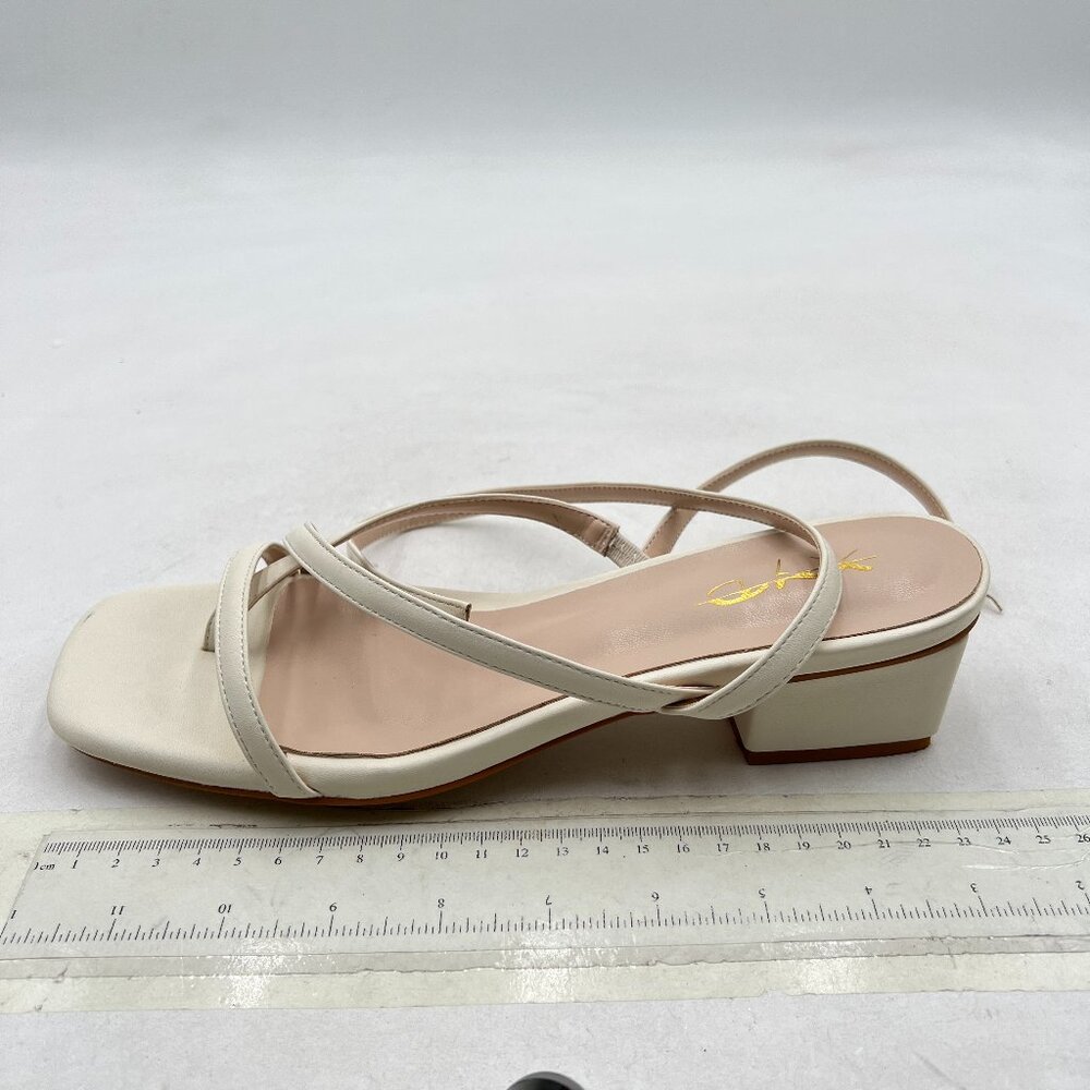 XYD Beige Thong Sandals Ankle Strap Open Toe Dress Beach Flip Flop Low Heel Shoe